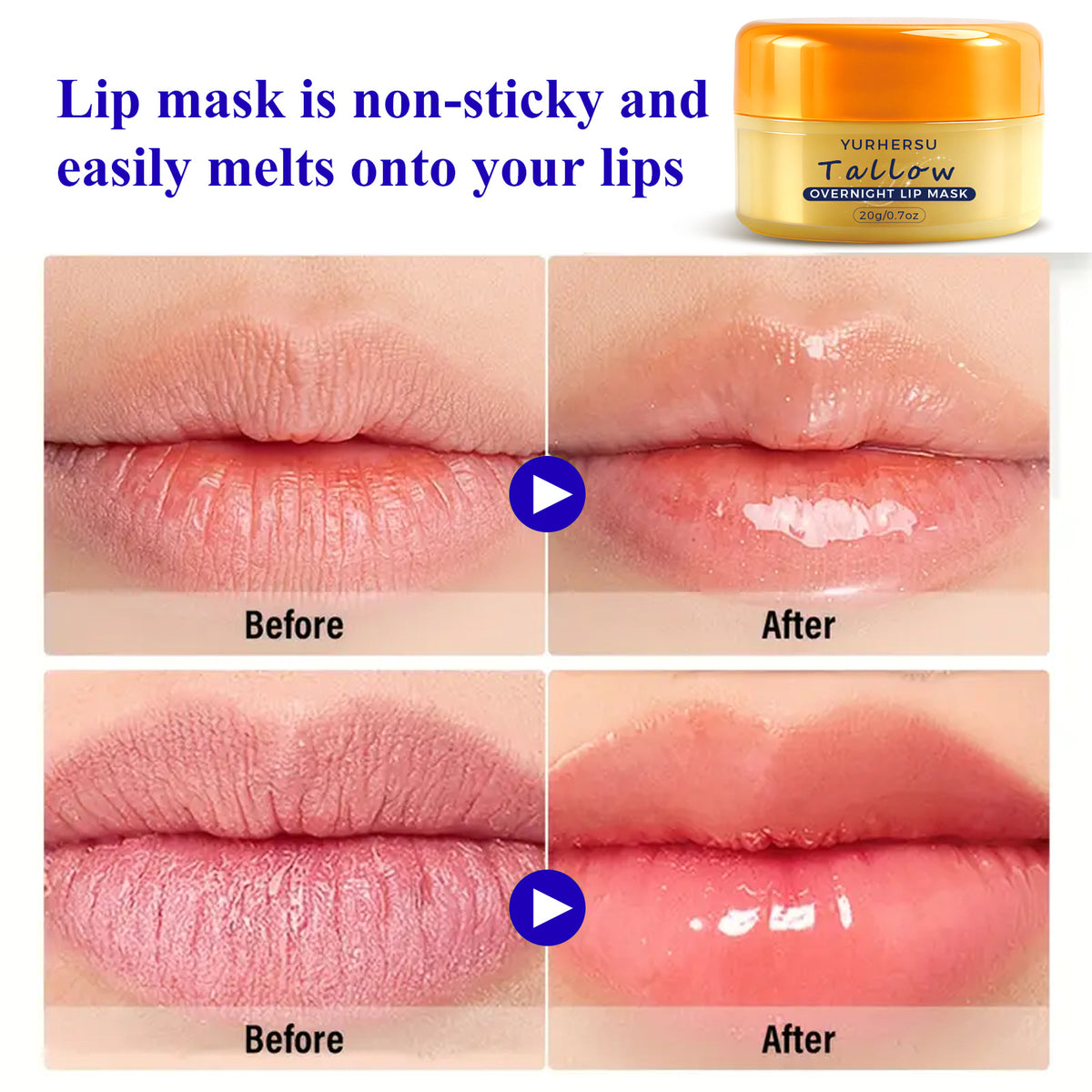 Yurhersu Cross-Border Hot Selling Cow Fat Lip Mask Fades Lip Lines, Removes Dead Skin, Moisturizes, Hydrates and Repairs Lip Balm